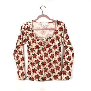 Esprit long sleeve floral knit tip with corset M